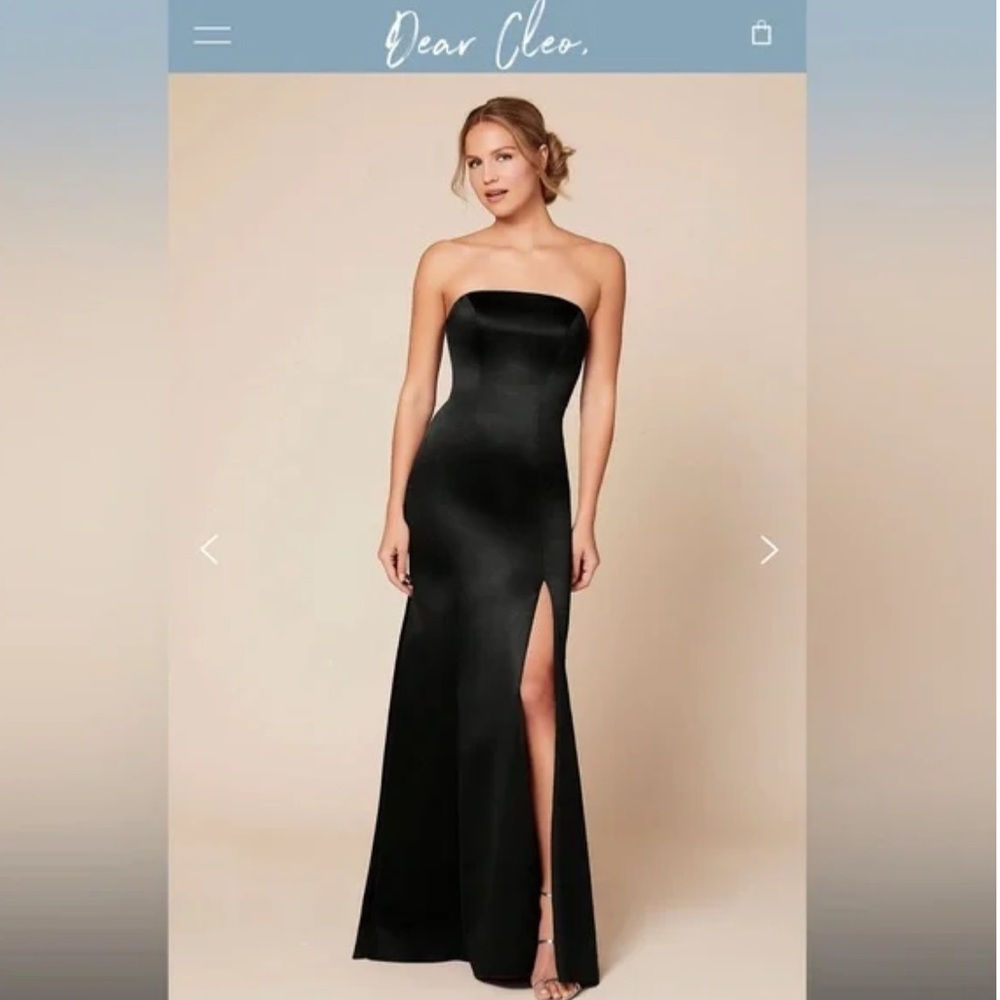 Dear Cleo Black Satin Strapless Gown